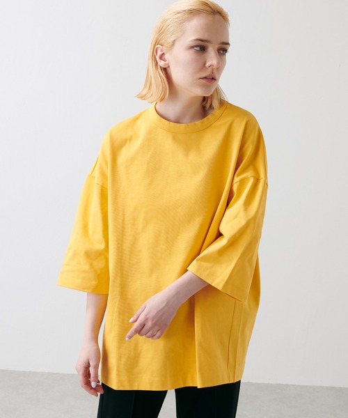 Lui's(ルイス)の「ハイクオリティー7分袖ビッグシルエットTシャツ(Tシャツ/カットソー)」|イエロー