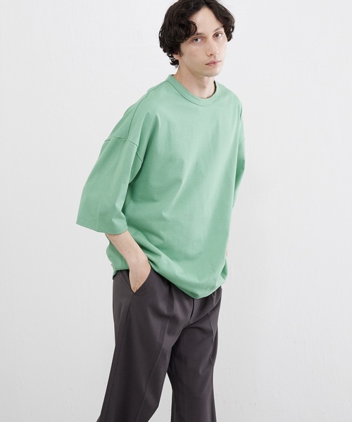 Lui's(ルイス)の「ハイクオリティー7分袖ビッグシルエットTシャツ(Tシャツ/カットソー)」|ミント