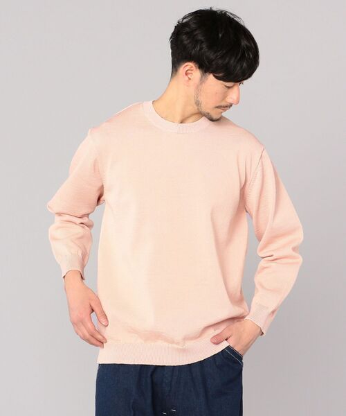 SHIPS（シップス）の「SHIPS: 疑麻コットン/ECOPET(R) プルオーバー ニット（ニット/セーター・メンズ・ライトブルー/オフホワイト/ベージュ/ピンク・SMALL/LARGE/X-LARGE/MEDIUM）」の2枚目の写真