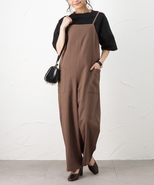 美品 リネン100% モトミエム サロペット オーバーオール オールインワン MEDE19F（メデジュウキュウ） サロペット オーバーオール リネン