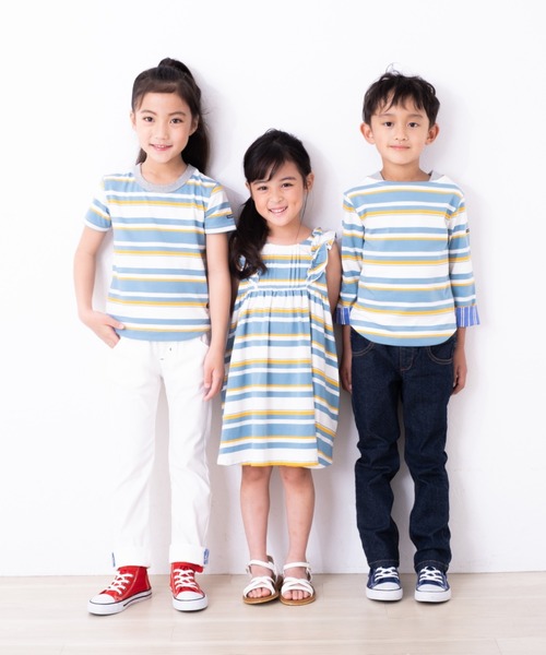 Tappet（タペット）の「[110-150]ボーダーワンピース（ワンピース・キッズ・ブルー/ネイビー・130cm/120cm/140cm/150cm/110cm）」の3枚目の写真