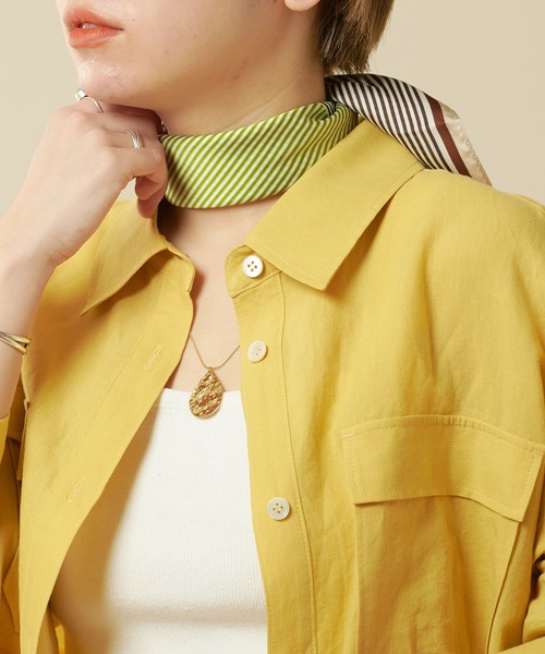 SHENERY(シーナリー)の「配色ストライプスカーフ(バンダナ/スカーフ・レディース・ピンク/イエロー・FREE)」の1枚目の写真