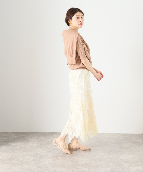 La TOTALITE(ラトータリテ)の「パネルレースフレアスカート◆(スカート・レディース・ライトグリーン/アイボリー/ブラック系その他・38/36)」の4枚目の写真