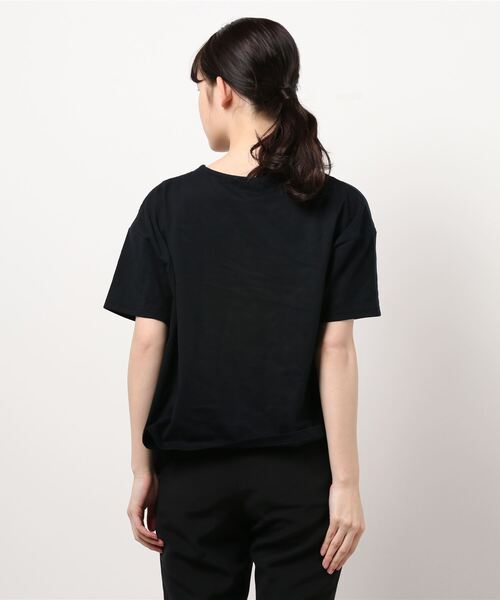 BDONNA（ビドンナ）の「クラシック天竺　異素材切替Vネックカットソー（Tシャツ/カットソー・レディース・ホワイト/カーキ/ブラック・MEDIUM）」の5枚目の写真