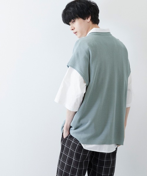 U.S. POLO ASSN.(ユーエスポロアッスン)の「U.S. POLO ASSN. / ユーエスポロアッスン 別注 ルーズオーバーサイズ ロゴ刺繍 ニットベスト(ベスト・メンズ・ブラック/ベージュ/グレー/オフホワイト/サックスブルー/ミント・M/L)」の9枚目の写真