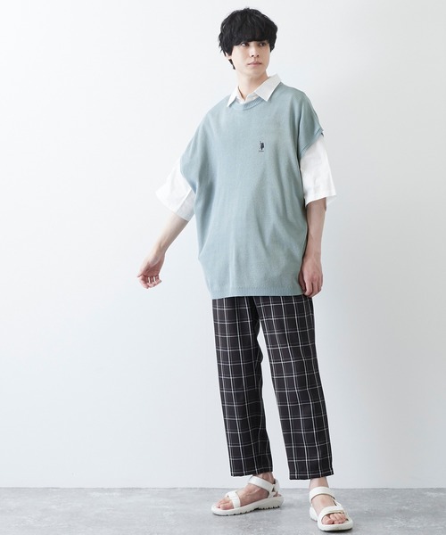 U.S. POLO ASSN.(ユーエスポロアッスン)の「U.S. POLO ASSN. / ユーエスポロアッスン 別注 ルーズオーバーサイズ ロゴ刺繍 ニットベスト(ベスト・メンズ・ブラック/ベージュ/グレー/オフホワイト/サックスブルー/ミント・M/L)」の10枚目の写真