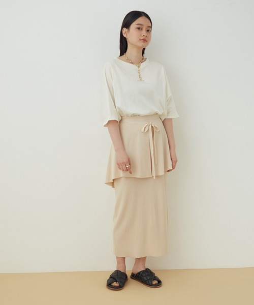 ADAM ET ROPE'（アダムエロペ）の「ラッフルベルト付ニットスカート（スカート・レディース・ダークブラウン/ホワイト系その他5・FREE）」の16枚目の写真