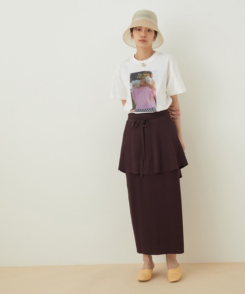 ADAM ET ROPE'（アダムエロペ）の「ラッフルベルト付ニットスカート（スカート・レディース・ダークブラウン/ホワイト系その他5・FREE）」の12枚目の写真