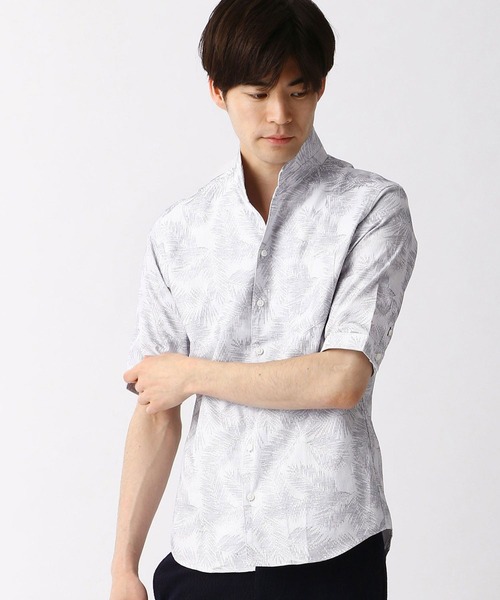 HIDEAWAYS NICOLE（ハイダウェイニコル）の「刺し子風ジャカード半袖シャツ（シャツ/ブラウス・メンズ・ホワイト/その他1/サックスブルー/ピンク・LARGE/MEDIUM/X-LARGE）」の4枚目の写真