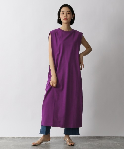 LOWRYS FARM（ローリーズファーム）の「ＵＳＡソデタックノースリーブワンピース　949192（ワンピース・レディース・オフホワイト/ブラック/グリーン/パープル・FREE）」の4枚目の写真