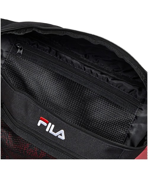 FILA(フィラ)の「【FILA×MARVEL/フィラ×マーベル】コラボ ワンポイント刺繍 メッシュポケット ウエストバッグ(ボディバッグ/ウエストポーチ・メンズ・ブラック×レッド/ブラック×ブラック/ブラック×パープル・FREE)」の7枚目の写真