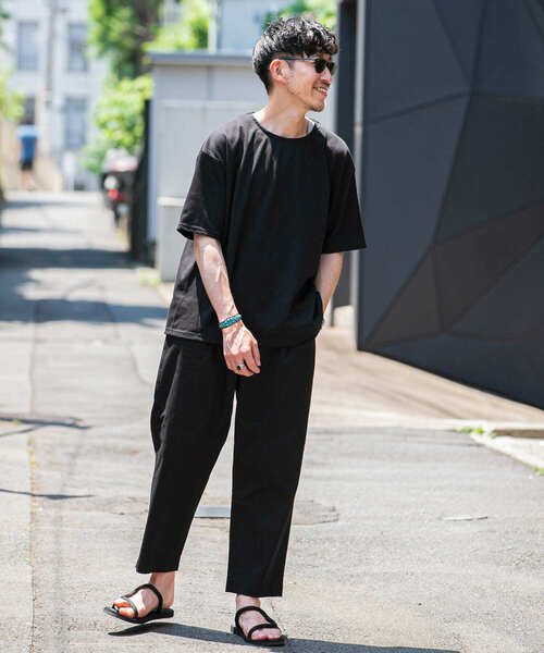 ITEMS URBANRESEARCH(アイテムズ アーバンリサーチ)の「ポンチ5分袖ビッグTシャツ(Tシャツ/カットソー・メンズ・ベージュ/ブラック/オフホワイト/カーキ・MEDIUM/LARGE)」の3枚目の写真