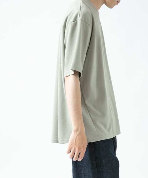 ITEMS URBANRESEARCH(アイテムズ アーバンリサーチ)の「ポンチ5分袖ビッグTシャツ(Tシャツ/カットソー・メンズ・ベージュ/ブラック/オフホワイト/カーキ・MEDIUM/LARGE)」の6枚目の写真