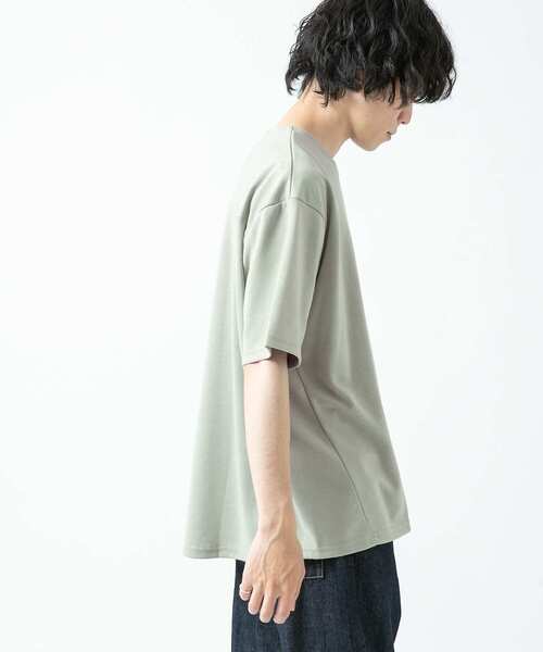 ITEMS URBANRESEARCH(アイテムズ アーバンリサーチ)の「ポンチ5分袖ビッグTシャツ(Tシャツ/カットソー・メンズ・ベージュ/ブラック/オフホワイト/カーキ・MEDIUM/LARGE)」の8枚目の写真