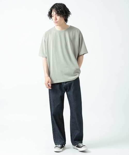 ITEMS URBANRESEARCH(アイテムズ アーバンリサーチ)の「ポンチ5分袖ビッグTシャツ(Tシャツ/カットソー・メンズ・ベージュ/ブラック/オフホワイト/カーキ・MEDIUM/LARGE)」の9枚目の写真
