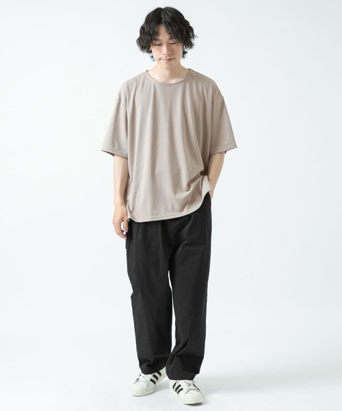 ITEMS URBANRESEARCH(アイテムズ アーバンリサーチ)の「ポンチ5分袖ビッグTシャツ(Tシャツ/カットソー・メンズ・ベージュ/ブラック/オフホワイト/カーキ・MEDIUM/LARGE)」の14枚目の写真