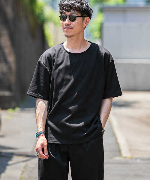 ITEMS URBANRESEARCH(アイテムズ アーバンリサーチ)の「ポンチ5分袖ビッグTシャツ(Tシャツ/カットソー・メンズ・ベージュ/ブラック/オフホワイト/カーキ・MEDIUM/LARGE)」の16枚目の写真