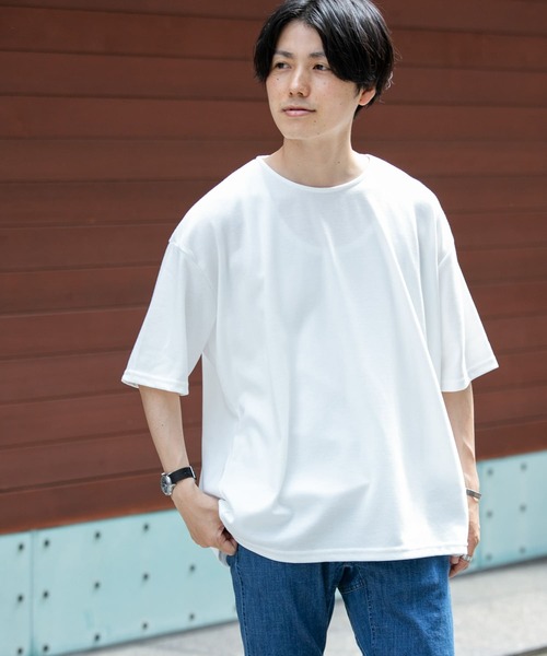 ITEMS URBANRESEARCH(アイテムズ アーバンリサーチ)の「ポンチ5分袖ビッグTシャツ(Tシャツ/カットソー・メンズ・ベージュ/ブラック/オフホワイト/カーキ・MEDIUM/LARGE)」の21枚目の写真
