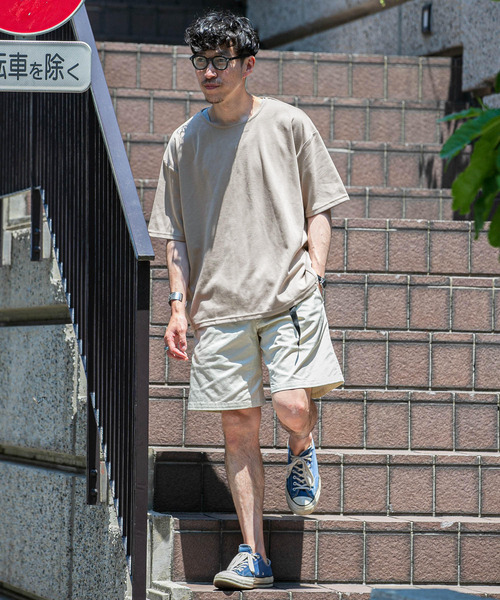 ITEMS URBANRESEARCH(アイテムズ アーバンリサーチ)の「ポンチ5分袖ビッグTシャツ(Tシャツ/カットソー・メンズ・ベージュ/ブラック/オフホワイト/カーキ・MEDIUM/LARGE)」の1枚目の写真