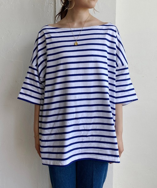 CAPRICIEUX LE'MAGE（カプリシューレマージュ）の「ボーダーワイドTシャツ（Tシャツ/カットソー・レディース・ブルー/グリーン/ブラック・FREE）」の6枚目の写真