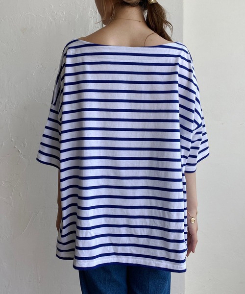 CAPRICIEUX LE'MAGE（カプリシューレマージュ）の「ボーダーワイドTシャツ（Tシャツ/カットソー・レディース・ブルー/グリーン/ブラック・FREE）」の8枚目の写真