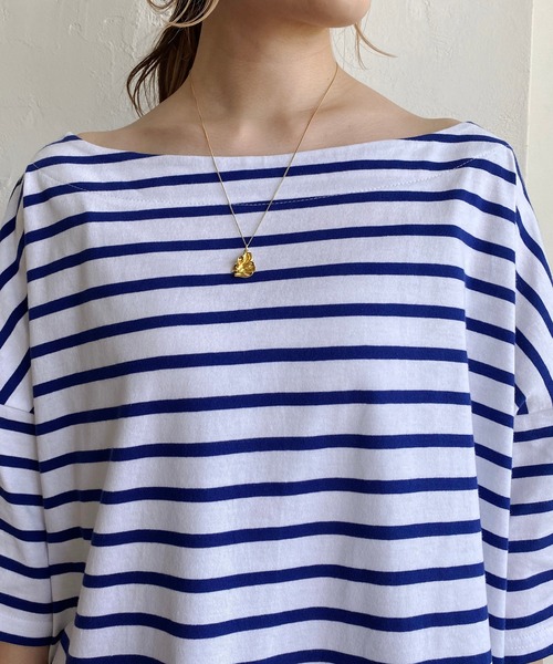 CAPRICIEUX LE'MAGE（カプリシューレマージュ）の「ボーダーワイドTシャツ（Tシャツ/カットソー・レディース・ブルー/グリーン/ブラック・FREE）」の9枚目の写真