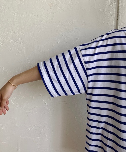 CAPRICIEUX LE'MAGE（カプリシューレマージュ）の「ボーダーワイドTシャツ（Tシャツ/カットソー・レディース・ブルー/グリーン/ブラック・FREE）」の10枚目の写真