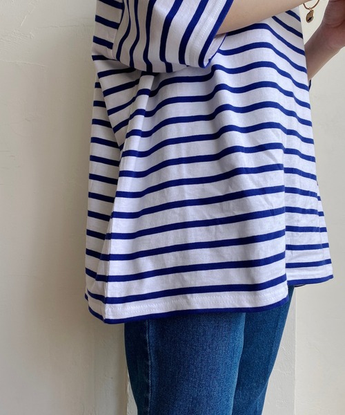 CAPRICIEUX LE'MAGE（カプリシューレマージュ）の「ボーダーワイドTシャツ（Tシャツ/カットソー・レディース・ブルー/グリーン/ブラック・FREE）」の11枚目の写真