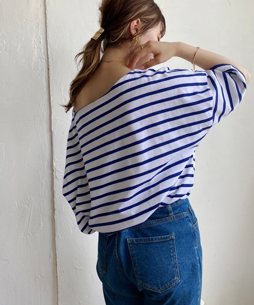 CAPRICIEUX LE'MAGE（カプリシューレマージュ）の「ボーダーワイドTシャツ（Tシャツ/カットソー・レディース・ブルー/グリーン/ブラック・FREE）」の15枚目の写真