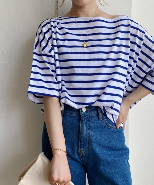 CAPRICIEUX LE'MAGE（カプリシューレマージュ）の「ボーダーワイドTシャツ（Tシャツ/カットソー・レディース・ブルー/グリーン/ブラック・FREE）」の17枚目の写真