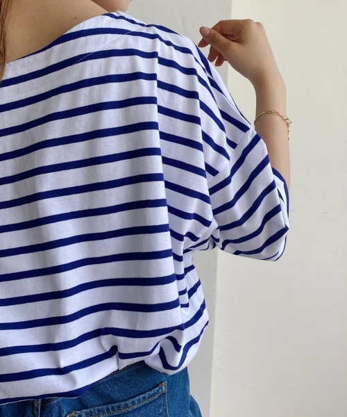 CAPRICIEUX LE'MAGE（カプリシューレマージュ）の「ボーダーワイドTシャツ（Tシャツ/カットソー・レディース・ブルー/グリーン/ブラック・FREE）」の18枚目の写真