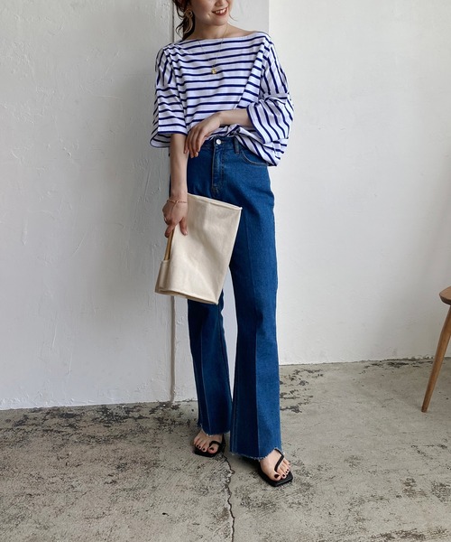 CAPRICIEUX LE'MAGE（カプリシューレマージュ）の「ボーダーワイドTシャツ（Tシャツ/カットソー・レディース・ブルー/グリーン/ブラック・FREE）」の19枚目の写真