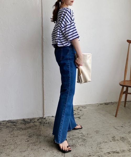 CAPRICIEUX LE'MAGE（カプリシューレマージュ）の「ボーダーワイドTシャツ（Tシャツ/カットソー・レディース・ブルー/グリーン/ブラック・FREE）」の20枚目の写真