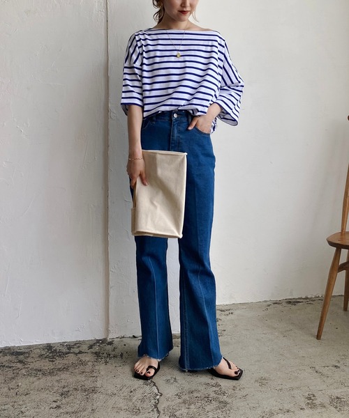 CAPRICIEUX LE'MAGE（カプリシューレマージュ）の「ボーダーワイドTシャツ（Tシャツ/カットソー・レディース・ブルー/グリーン/ブラック・FREE）」の21枚目の写真