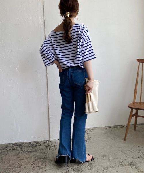 CAPRICIEUX LE'MAGE（カプリシューレマージュ）の「ボーダーワイドTシャツ（Tシャツ/カットソー・レディース・ブルー/グリーン/ブラック・FREE）」の22枚目の写真