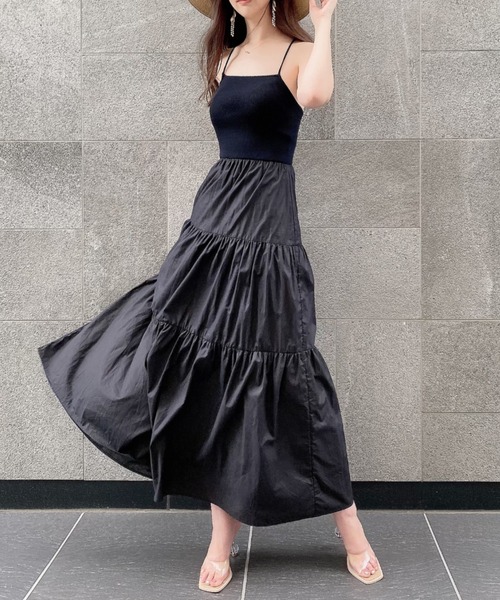 EIMY ISTOIRE(エイミーイストワール)の「コットンスカートキャミワンピース(ワンピース・レディース・ホワイト/ブラック/ベージュ/ブラウン・FREE)」の13枚目の写真