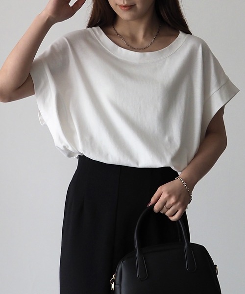 Riberry（リベリー）の「フレンチスリーブトップス（Tシャツ/カットソー・レディース・ブラック/ブラウン/オフホワイト・FREE）」の2枚目の写真