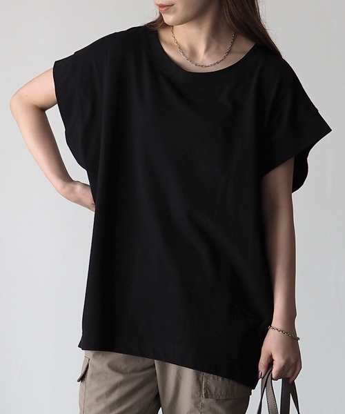 Riberry（リベリー）の「フレンチスリーブトップス（Tシャツ/カットソー・レディース・ブラック/ブラウン/オフホワイト・FREE）」の3枚目の写真