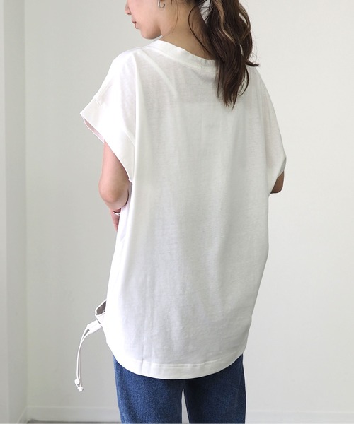 Riberry（リベリー）の「フレンチスリーブトップス（Tシャツ/カットソー・レディース・ブラック/ブラウン/オフホワイト・FREE）」の7枚目の写真