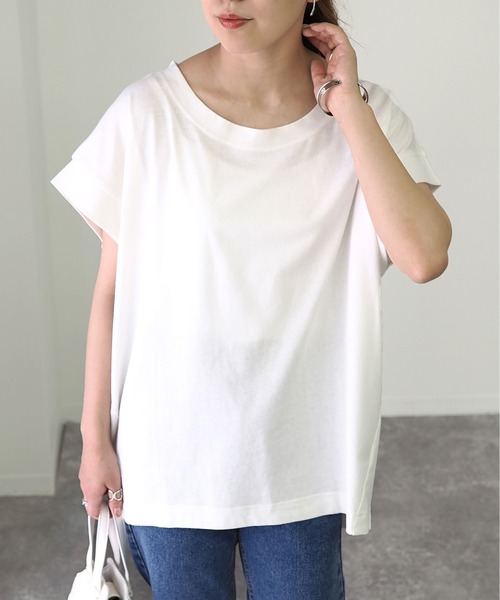 Riberry（リベリー）の「フレンチスリーブトップス（Tシャツ/カットソー・レディース・ブラック/ブラウン/オフホワイト・FREE）」の4枚目の写真