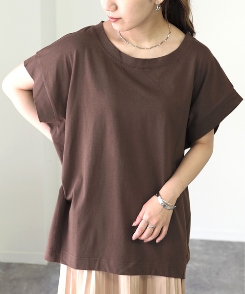 Riberry（リベリー）の「フレンチスリーブトップス（Tシャツ/カットソー・レディース・ブラック/ブラウン/オフホワイト・FREE）」の8枚目の写真