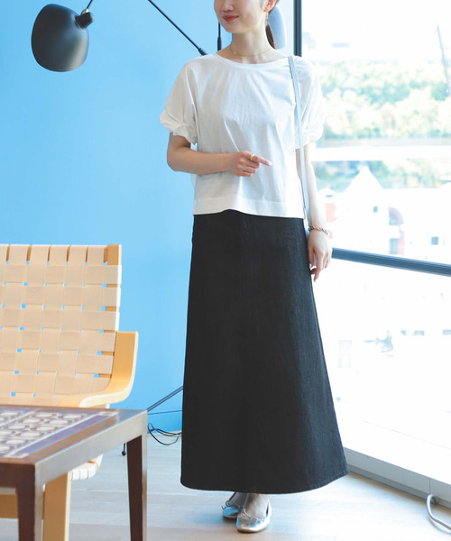 BEAMS HEART(ビームスハート)の「【WEB限定色あり/7色展開】ツイストスリーブ プルオーバー(Tシャツ/カットソー・レディース・ブラック/ネイビー/オフホワイト/イエロー/サックスブルー/オリーブ/イエロー系その他2/ダークグリーン・FREE)」の11枚目の写真