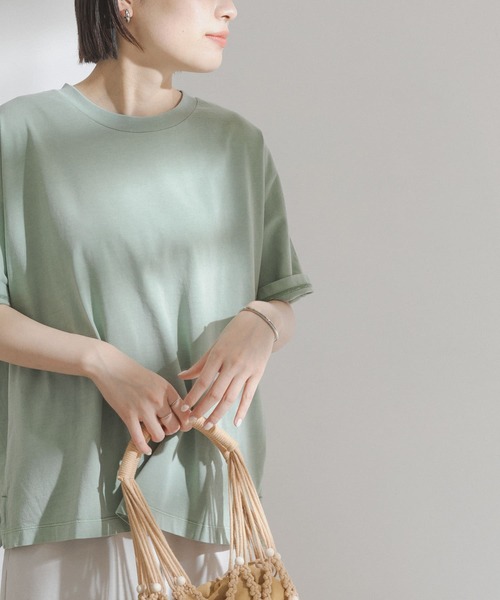 FORK&SPOON（フォークアンドスプーン）の「FORK&SPOON　超長綿ガーメントダイカットソー（Tシャツ/カットソー・レディース・チャコールグレー/アイボリー/グリーン系その他・ONE）」の3枚目の写真