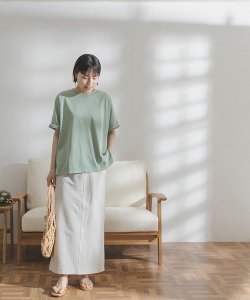 FORK&SPOON（フォークアンドスプーン）の「FORK&SPOON　超長綿ガーメントダイカットソー（Tシャツ/カットソー・レディース・チャコールグレー/アイボリー/グリーン系その他・ONE）」の7枚目の写真