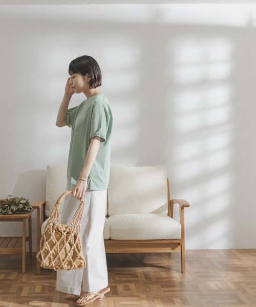 FORK&SPOON（フォークアンドスプーン）の「FORK&SPOON　超長綿ガーメントダイカットソー（Tシャツ/カットソー・レディース・チャコールグレー/アイボリー/グリーン系その他・ONE）」の8枚目の写真