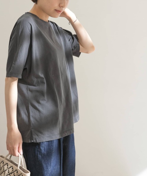 FORK&SPOON（フォークアンドスプーン）の「FORK&SPOON　超長綿ガーメントダイカットソー（Tシャツ/カットソー・レディース・チャコールグレー/アイボリー/グリーン系その他・ONE）」の15枚目の写真