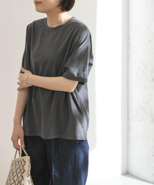 FORK&SPOON（フォークアンドスプーン）の「FORK&SPOON　超長綿ガーメントダイカットソー（Tシャツ/カットソー・レディース・チャコールグレー/アイボリー/グリーン系その他・ONE）」の18枚目の写真