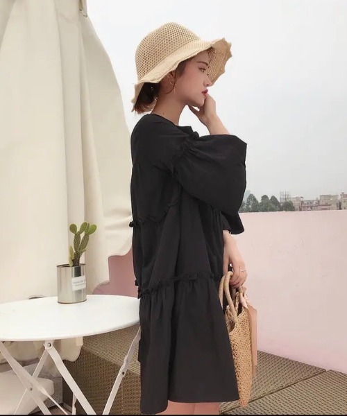 sakishimatokyo（サキシマトーキョー）の「【ZOZO限定】サキシマamp「フレアスリーブティアードワンピース」（ワンピース・レディース・ホワイト/ブラック・FREE）」の14枚目の写真