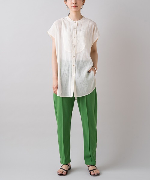 LOUNGEDRESS（ラウンジドレス）の「バンドカラーフレンチブラウス（シャツ/ブラウス・レディース・オフホワイト/グリーン/ピンク/ブラック・FREE）」の14枚目の写真