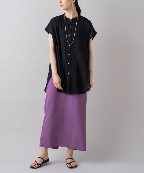 LOUNGEDRESS（ラウンジドレス）の「バンドカラーフレンチブラウス（シャツ/ブラウス・レディース・オフホワイト/グリーン/ピンク/ブラック・FREE）」の20枚目の写真